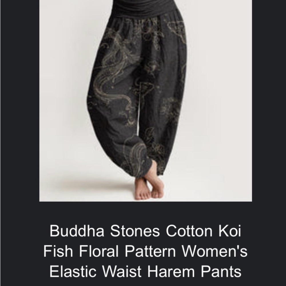 Buddha Stones pure cotton lotus leaf koi fish harem pants! Fun & Funky